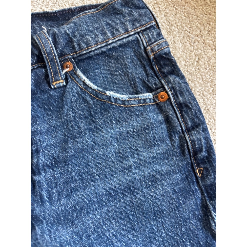Gap Mom Jean High Rise Size 24/00R Dark Wash Blue Distressed Vintage Style - Picture 5 of 9